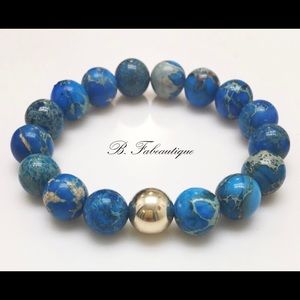 Imperial Jasper Bracelet with 14K Gold Accent